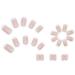 24PCS Glossy French Tip Press-On Acrylic Nails Set - Nude Pink Short Coffin Style with Glue | Full Cover Stick-On False Nails for Women and Girls - Buy Online on SooperMarket.com