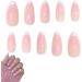 24Pcs French False Nails White Tip - Medium Length Almond Pink Press on Nails with Ballet Heart Design - Buy Online on SooperMarket.com