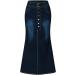 Sanahy Women's Casual High Waist Denim A-Line Skirt | Knee-Length Fishtail Jean Skirt - XL Dark Blue - Buy Online on SooperMarket.com