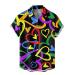 Mens Valentines Day Button Shirts Classic Fit Button Down Beach Vacation Love Heart Print Shirts Trendy Blouse 4X-Large Z05-i