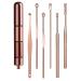 Healeved Headphones Earbuds Stainless Steel Cleaner 6pcs Stainless Steel Ear Wax Removal Swab Ear Cleaning Swab Ear Remover Ear Pick Set Kit Ear Cleaner Kit 9x0.5cm Rose Gold
