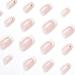 Justotry 24 Pcs Beige Almond Short False Nails French Press on Nails - White Striped Pattern Fake Nails with Nail Glue for Women - Buy Online on SooperMarket.com