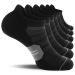 CS CELERSPORT 6 Pack Running Ankle Socks for Men and Women with Cushion, Low Cut Athletic Tab Sport Socks Black + Grey Large