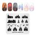 Alexnailart Nail Stamping Plate Halloween Theme Image Design Templates Castle Bat Haunted house Pattern Manicure Print DIY Nail Art Tools HA002