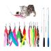JIARON Cat Toys Feather Toy, 2PCS Retractable Cat Wand Toys and 10PCS Replacement Teaser with Bell Refills, Interactive Catcher Teaser and Funny Exercise for Kitten or Cats.