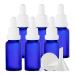 Zeoabsy 6 pieces 20 ml frosted blue glass pipette bottle with white originality lock pipette ring empty clear glass bottle glass pipette drip bottle for essential oils aromatherapy 20ml blue