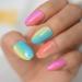 Buy Shiny Colorful Press On Nails | Ombr Rainbow Fake Nails Set - 24pcs Medium Size - Buy Online on SooperMarket.com