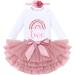 FYMNSI Boho Rainbow 2 Years First Birthday Outfit Baby Girl Cake Smash Photo Romper Tutu Set - Dusty Pink - Buy Online on SooperMarket.com