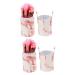 Housoutil 2 Sets Makeup Brush Set Powder Brush Makeup Vanities Makeup Vanity Desk Makeup Brush Holder Foundation Makeup Brush Face Dresser Makeup Tool Marbling Artificial Fiber Suite Pink