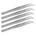 HEEPDD 5 pieces curved tweezers straight pointer tweezers made of stainless steel curved tweezers with pointed tips for eyelash extensions precisely