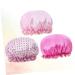 FRCOLOR Hair Bonnet 3pcs Women's Shower Cap Set | Double Layer Bath Visor for Curly Hair | Waterproof & Elastic Bathing Caps - Buy Online on SooperMarket.com