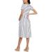 Love2Mi Women's Short-Sleeve Maternity Dress XL - Casual A-Line Midi Pregnant Dress in White Black Stripe - Buy Online on SooperMarket.com