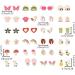24 Pairs Mixed Color Clip-on Earrings Set - Animals, Heart, Flowers, Mushroom Design for Ladies - Painless Non-perforated Earrings - Buy Online on SooperMarket.com