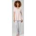 Happy Mama Maternity Nursing 3pcs Nightwear Set - Powder Pink & Grey Melange - Buy Online on SooperMarket.com