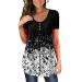 Womens Tunic Tops 2023 Trendy Summer Short Sleeve Tshirts Button Down Shirts Fashion Casual Dressy Shirts for Women Black-3 Medium