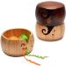 Handmade Dark Wood Yarn Bowl with Lid - Yarn Ball Holder for Knitting and Crochet - 12 Crochet Hooks Included - Buy Online on SooperMarket.com