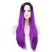 SHIYID Synthetic Hair Long Straight Wig Purple Black Root High Temperature Fiber Women Wigs