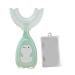 Kids U-Shaped Toothbrush with Storage Box - Cute Penguin Toothbrush Food Grade Soft Silicone Brush Head 360 Oral Teeth Cleaning Design for Toddlers and Children Green Small