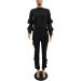 KANSOON Women 2-Piece Puff Sleeve Top & Flounced Pants Sweatsuit Set - Buy Online on SooperMarket.com