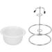 Bordstract Restaurant Stand Bowl Set - Professional Shaving Soap Peel Razor & Brush Holder for Men | Durable Stainless Steel & Nylon Wool Brush | Comfortable Silver White Design - Buy Online on SooperMarket.com