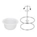 Stainless Steel Shaving Stand Set | Beard Brush Holder & Foam Bowl | Premium Men's Shaving Accessories - Buy Online on SooperMarket.com