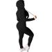PINSV Women's Two Piece Workout Set - Bodycon Tracksuit with Zip Up Hoodie and Jogger Sweat Pants in Black - Size X-Large - Buy Online on SooperMarket.com