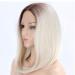 SHIYID Blonde Short Wigs for Women Synthetic Lace Front Wig Wig with Light Brown Roots to White Straight heat resistant fiber
