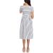 Love2Mi Women's Short-Sleeve Maternity Dress XL - Casual A-Line Midi Pregnant Dress in White Black Stripe - Buy Online on SooperMarket.com