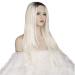 SHIYID Women White Wig Long Synthetic Lace Front Wig Natural Straight Wigs for Women with Dark Roots Hairline Middle Parting