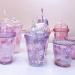 Cherry Blossoms Pink Floral Girl Cup with Straw - Reusable Travel Tumbler (290ml) | Ice Coffee Mug | Plastic Party Cup | Gift Idea - Buy Online on SooperMarket.com