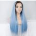 SHIYID Blue Wig for Women | Synthetic Lace Front Wig with Brown Roots | Long Straight Light Blue Hair - Buy Online on SooperMarket.com