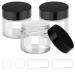 Bumobum 2 oz Glass Jars with Lids, 3 pack Clear Small Jar with Black Lids, Blank Labels & Inner Liners, 60 ml Empty Round Cosmetic Containers for Sample, Powder, Cream, Lotion, Spice 2oz-Clear