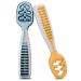NumNum Baby Spoons Set Pre-Spoon GOOtensils for Kids Aged 6+ Months - First Stage Baby Led Weaning (BLW) Teething Spoon - Self Feeding Silicone Toddler Food Utensils - 2 Spoons Blue/Orange