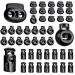 YAUENDE 45 Pcs Plastic Cord Locks End Spring Stopper  Spring Cord Toggle for Drawstrings  Bags  Mask Adjustment  Clothing  Black