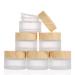 6 pieces of glass jaws 15 ml of empty cans cream container small doses with cover made of wood grain matted glass intellers used for cosmetics lip balm lotions creams sampling travel containers 6 x 15ml