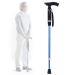 Adjustable Walking Stick Blue Smart Anti Slip Quad Cane for Seniors with Radio for Elderly LED Guide Light