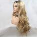 SHIYID Long Blonde Wavy Wig With Dark Roots Synthetic Lace Wig For Women Hair U Part Lace Wigs Heat Fiber Hair