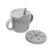 Bubba Bear Baby Cup with Straw | Weighted Sippy Cups for Babies from 6 Months | Non Spill Bottle for Toddlers | Easy to Hold & Clean Water Bottles with Snack Pot Lid for Weaning & Transition to Foods Storm Grey