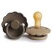 FRIGG Daisy Natural Rubber Baby Pacifier | Made in Denmark | BPA-Free (Croissant/Portobello 6-18 Months) 2-Pack