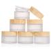 6 pieces of glass jaws 30ml empty cans cream container small doses with cover made of wood grain matted glass intellers used for cosmetics lip balm lotions creams sampling travel containers 6 x 30ml