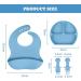 Vicloon Silicone Baby Feeding Set | 4 Pcs Weaning Suction Plate, Bib, Spoon & Fork | BPA-Free Toddler & Kids Plate Set | Divided Plate | Gift for Kids - Blue - Buy Online on SooperMarket.com