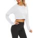 Mippo Long Sleeve Crop Top - Women's White Workout Athletic Gym Shirt - Buy Online on SooperMarket.com