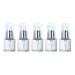Hemoton 5pcs Empty Mini Glass Pump Bottle Refillable Perfume Essential Oil Dispenser Pump Bottles for Travel Home 20ml (Silver)
