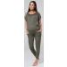 Happy Mama Maternity Breastfeeding Lounge Top Joggers Pyjamas Set - Khaki | Comfortable Nursing Pajamas for Women - Buy Online on SooperMarket.com