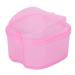 Denture Container with Sieve - Pink Retainer Cleaner & Soaking Cup for Braces | Durable Denture Bath for Cleaning & Storage - Buy Online on SooperMarket.com