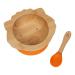 beaubaby Wombat Bamboo Suction Bowl Baby Feeding Bowl and Spoon Set Bamboo Bowl with Stay Put Silicone Suction Ring (Orange)