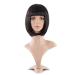 MapofBeauty 12 Inch/30cm Fashion Lady Short Straight Flat Bangs Bob Wig (Black) Nutural Black