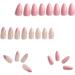 LADYING 24 Pcs Almond Fake Nails Short Peach Pink with White Flower Designs - French False Nails Set for Women - Buy Online on SooperMarket.com