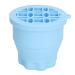 Makeup Brush Scrubber Multifunctional 2 in 1 Folding Palm Size Portable Makeup Brush Cleaning Bowl for Daily (Blue)