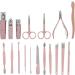 18 Pieces Stainless Steel Nail Clippers Set Professional Nail Art Tool Kit Cuticle Trimmer Kit Suitable for Men Women Girls Boys and Elderly(Ros gold) - Buy Online on SooperMarket.com